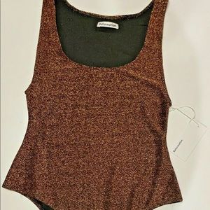NWT Reformation Saturn Bodysuit Copper Sparkle, Size Medium